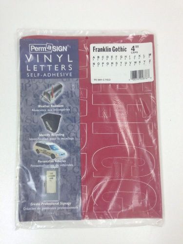 Permasign VINYL LETTERS Self Adhesive Franklin Gothic 4&#034; Caps Red Personalize