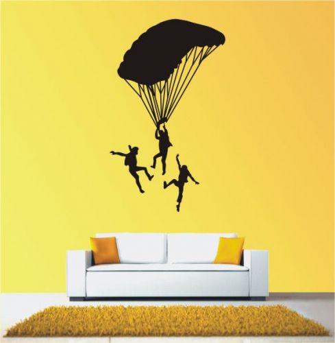 2X Wall Funny Vinyl Sticker&#034;Men Flying with Parachute&#034;Bathroom,Bedroom - 330