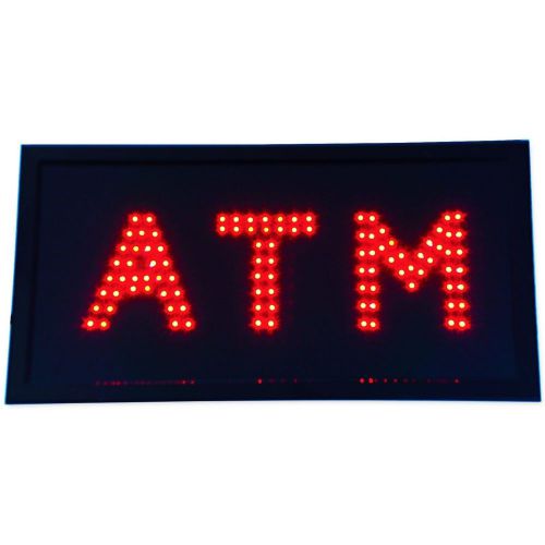 19x10&#034; slim atm led neon red light sign bright restaurant store bar cash money for sale