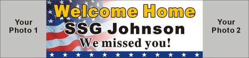 2ftX8ft Custom Personalized Military Welcome Home Banner with 2 of Your Photos