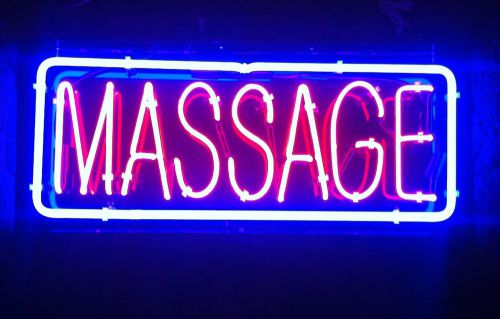 MASSAGE NEON BUSINESS SIGN (32 X 13)  LETTERS 8&#039; PINK &amp; BLUE LIGHT NEW SIGN