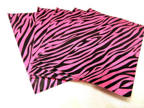 25 5 x 7 inch Hot Pink Zebra Paper Bags, Zebra Striped Hot Pink Paper Party Bags