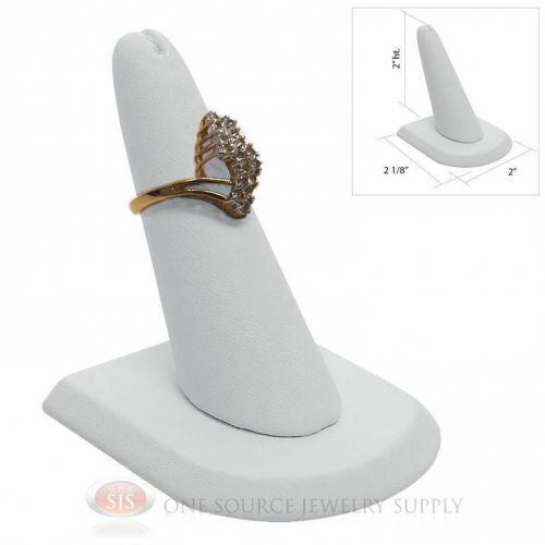 2&#034; Single Finger White Leather Ring Display Jewelry Showcase Presentation