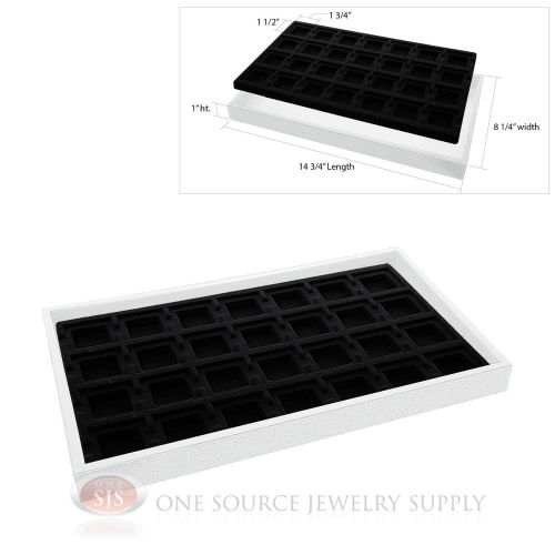 White Plastic Display Tray 28 Black Compartment Liner Insert Organizer Storage