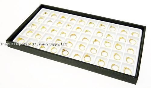 3 Black Trays 50 Space White Charm Ring Body Jewelry Display