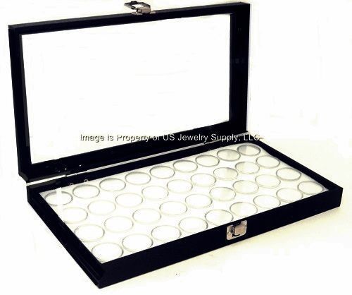 6 glass top lid white 36 jar box cases display gems body jewelry gold nugget for sale