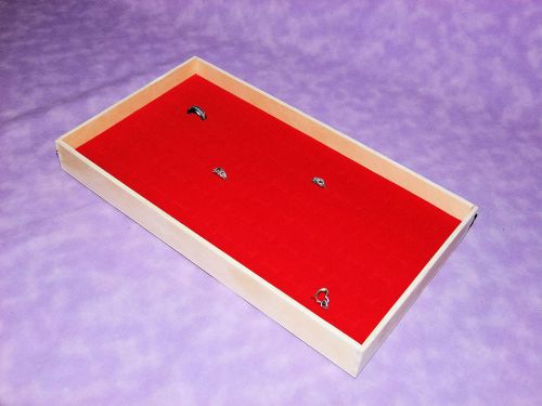NATURAL WOOD 72 RING DISPLAY TRAY WITH RED VELVET FOAM INSERT