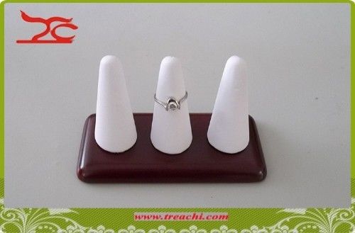 Jewelry Rings Display Ring Finger Display Stand 3-fingers Holder Faux Leather