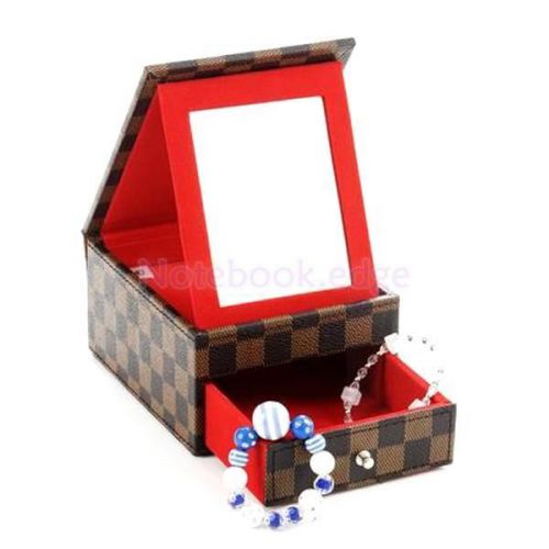Retro Style Drawer Earrings Rings Bracelet Necklace Jewelry Box Case with Mirror