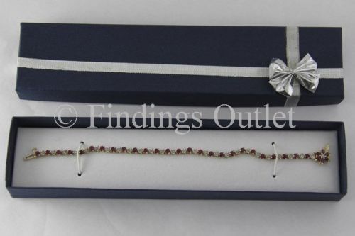 Linen Bow Tie Blue Bracelet Gift Boxes With Flocked Foam Insert 1 Dozen