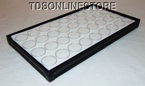 Black Aluminum Stackable Tray With 36 Medium Sized White Gem Jars