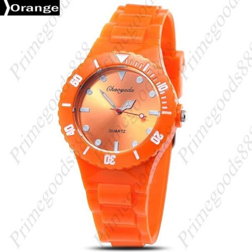 Jelly Silicone Band Strap Candy Dial Quartz Wrist Unisex Free Shipping in Orange