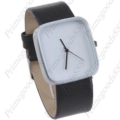 Square Synthetic Leather Wrist Quartz Lady Ladies Wristwatch Women&#039;s Black