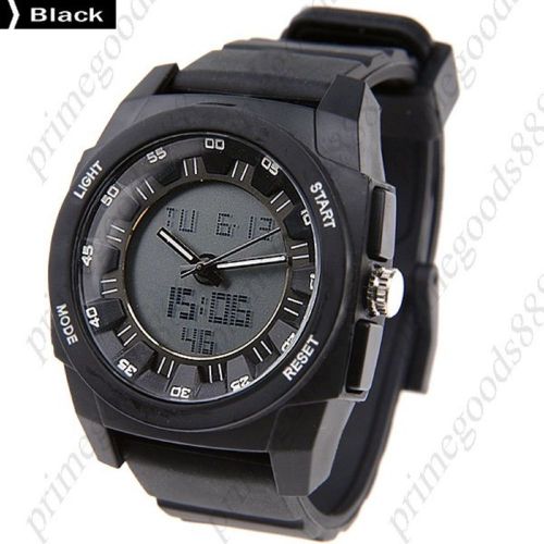 LCD Analog Waterproof Digital Alarm Wrist Men&#039;s Wristwatch Back light in Black