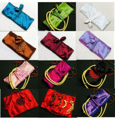 NEW 30PCS CHINESE EMBROIDERED SILK SILK JEWELRY ROLLS/POUCHES/WALLET