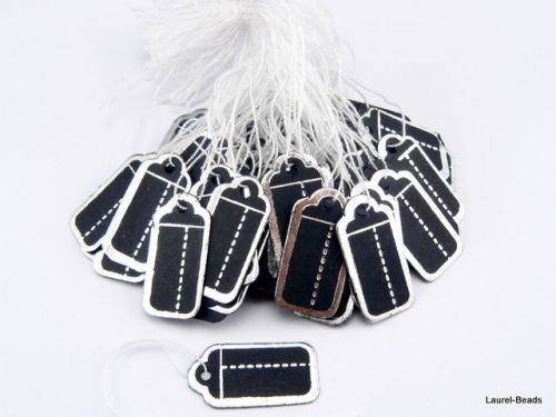200 pcs tie-on jewelry price tags black label t35 for sale