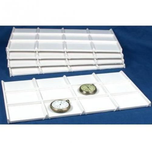60 Slot Pocket Watch Tray Display White Faux Leather