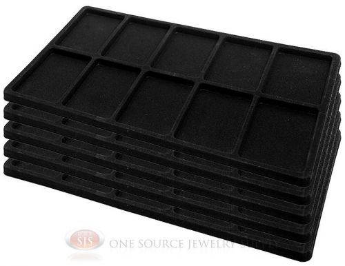 5 Black Insert Tray Liners W/ 10 Compartments Drawer Organizer Jewelry Displays
