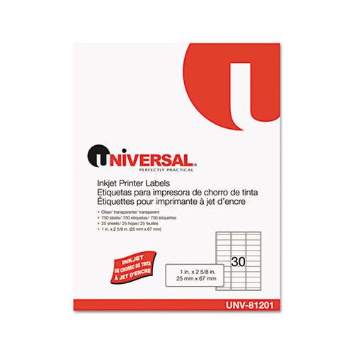 Universal® Inkjet Printer Labels, 30/Sheet, 750/Pack