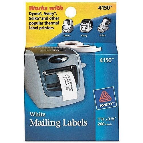Avery 4150 White Mailing Labels 1-1/8&#034; x 3-1/2&#034; 260 Labels