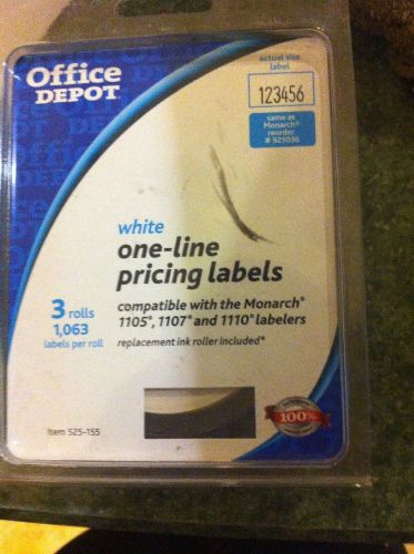 White 1 line pricing labels Monarch 1105 1107 1110 3 PK x 3x1063 Labels