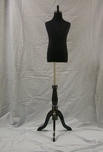 20&#034;19&#034;20&#034; BLACK CHILD MANNEQUIN FRENCH DRESS FORM W/ BLACK TRIPOD BASE (XS)