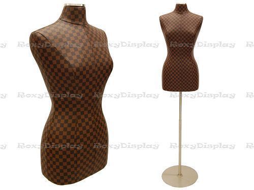 Female Size 6/8 Brown Checker Pattern PU Leather Cover Form #JF-F6/8PU-CHK+BS-04