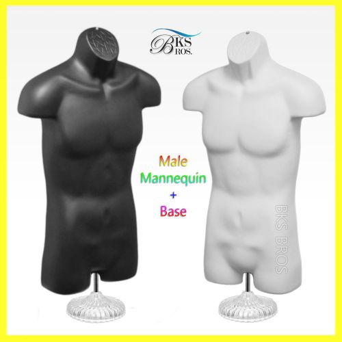 2pc White Black Male Mannequin Man Hollow Dress Form Display Acrylic Stand