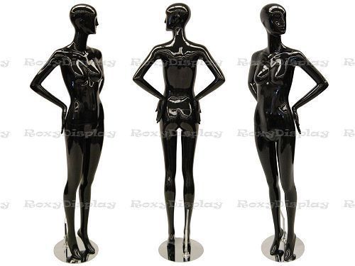 Female Fiberglass Glossy Black Mannequin Eye Catching Abstract Style #MD-XD04BK