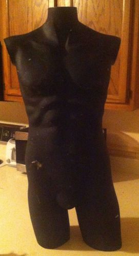 Male Mannequin Torso 3&#039;+ Tall. Black, Thighs To Neck, No Arms. Good Shape!