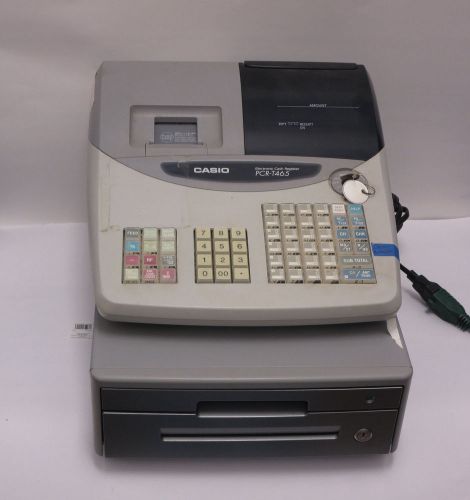 Casio pcr-t465a 10-key electronic cash register thermal alphanum printer &amp; key for sale