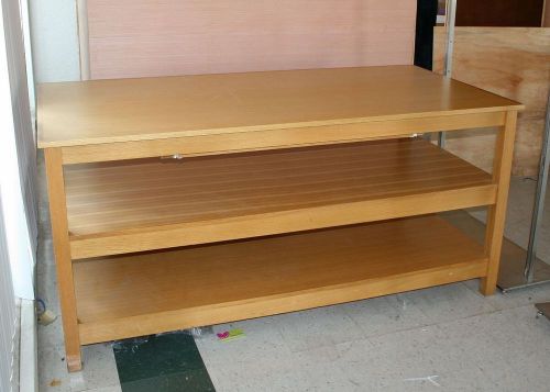 Retail store fixtures: 3 tier wooden display tables