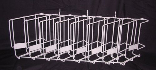 Slat-wall mounted metal display rack 8 pocket (8&#034;x8&#034;x2&#034;) white peg board euc for sale