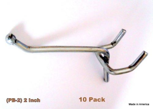 (10 PACK)  Quality American Made 2 Inch Pegboard Hooks. Fits 1/8 &amp; 1/4 Pegboard