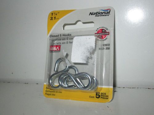 Stanley N121-350 1 1/4&#034; Zinc Plated Closed S Hook 5 Count
