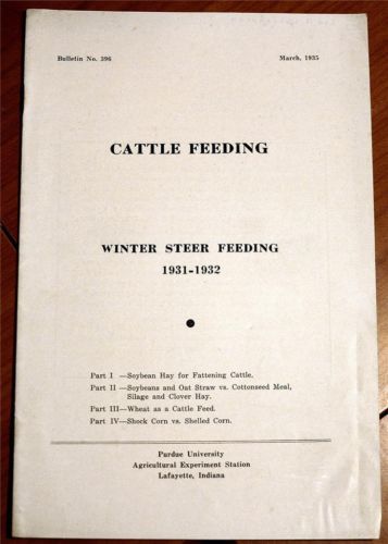 Cattle Feeding Winter Steer Feeding 1931-1932