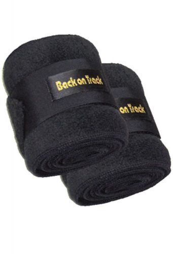 BACK ON TRACK Equine Horse Polo Leg Wraps Fleece Heat Therapy Black 11&#034; Pair