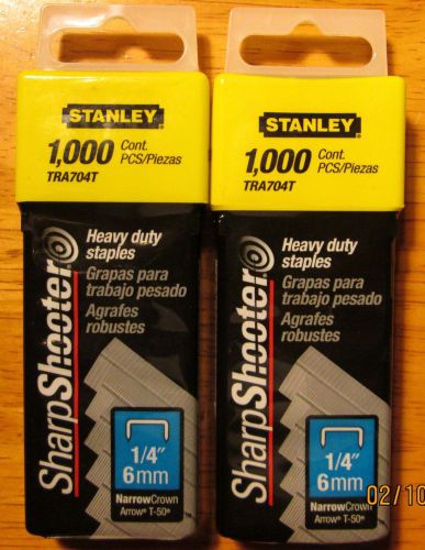 STANLEY TRA704T HEAVY DUTY STAPLES 1,000 Pack 1/4&#034; 6mm, LOT OF 2 ++NEW/SEALED++
