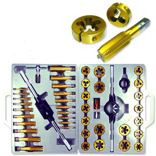 (both) 45pc jumbo titanium tap and die set, sae 1/4&#034; ~ 1&#034; and metric 6mm ~ 24mm for sale