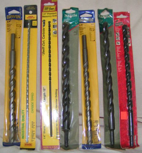 NEW  -  Assorted Masonry Rotary Percussion Drill Bits - Lot of 7