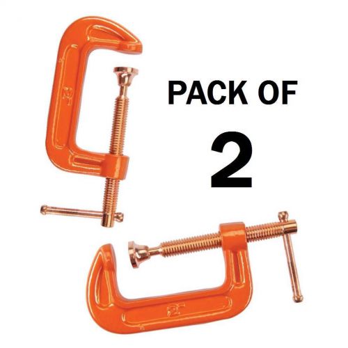 PACK OF 2 CAST IRON 4&#034; 100 MM G CLAMPS WOOD WORKING WELDING CRAMPS COPPER PLATED