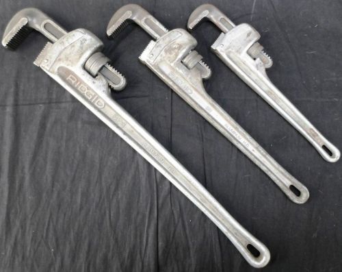 Lot of 3 Rigid Pipe Wrenches: 824 (24&#034;), 818 (18&#034;) &amp; 814 (14&#034;)