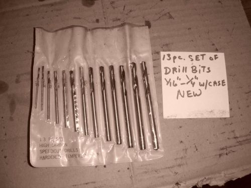 13 Pc. drill set 1/16&#034;-1/4&#034; in case new