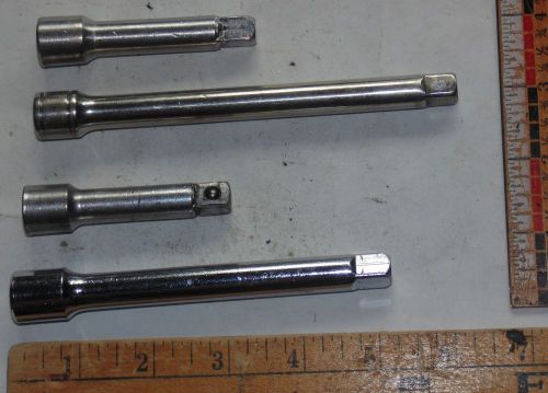 Lot of 4 mixed socket  ratchet extensions  unmarked