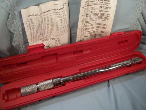 Stanley proto 6011 torque wrench 3/8&#034; 20 to 100 ft-lbs org case manual usa 1995 for sale