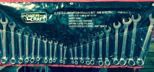 New POWER PRO CRAFT 22 PC. METRIC- SAE  Combo Wrench Set  6-19 MM 1/4-7/8 SAE
