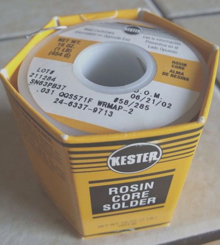 Kester 24-6337-9713 wire solder .031 ra rosin sn63 pb37 .031 core 1 lb. for sale