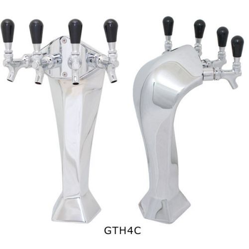 Gothic Draft Beer Chrome Tower - Glycol Cooled - 4 Taps - Kegerator Home Bar Pub