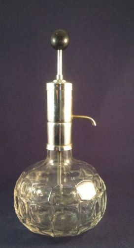 Eapg glass bottom syrup or liquor dispenser with original chrome pump for sale