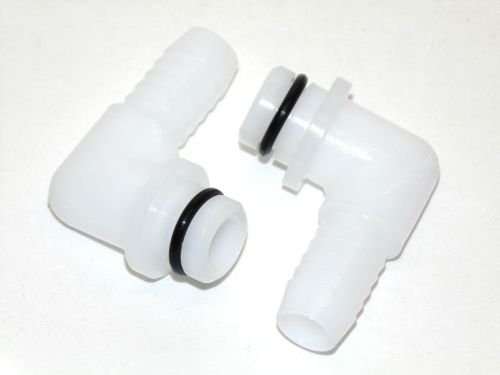(2) SHURFLO ADVANTAGE 3/8&#034; SYRUP PUMP FITTINGS - ELBOW, 3/8&#034; BARB INLET/OUTLET